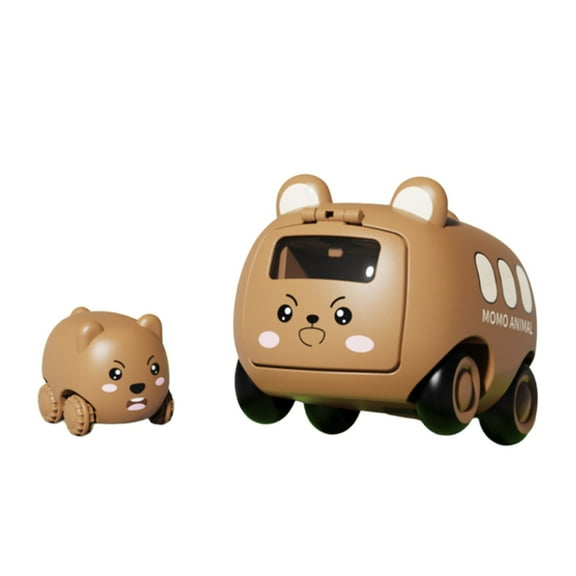 Gallickan Animal Toy Cars for Toddlers 1-3, Cartoon Animal Friction Power Kids Cars Toy, Pull Back Cars for 18 Months Year Old Boys Girls Birthday Gifts, Brown