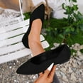 thumbnail image 3 of Xfvqtps Womens Pointed Toe Flats Comfortable Work Shoes for Women Breathable Suede Like Casual Shoes with Padded Insole Lightweight Office Shoes Black, 3 of 7