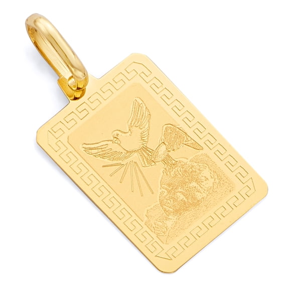 Wellingsale 14K Yellow Gold Polished Religious Baptism "Recuerdo Del Bautismo" Charm Pendant