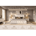 thumbnail image 2 of Velets King Bed Frame with Hydraulic Lift Storage, Upholstered Platform Bed, Tufted Headboard, Wood Slats, No Box Spring Needed, 2 of 9