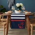 thumbnail image 2 of Anchor Navy Blue Table Runner - 72 Inch Long, Kitchen Dining Table Runner Dresser Scarves, Red Nautical White Geometric Stripes Farmhouse Decor for Coffee Tables Wedding Party Banquet, 2 of 8