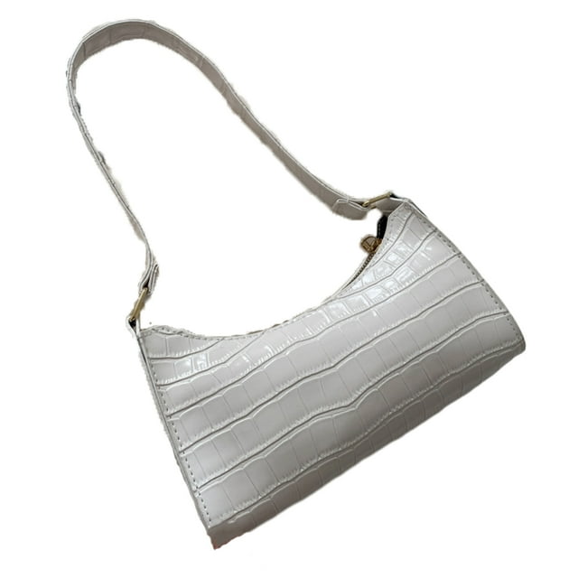 ZheElen Sac de Magasinage Résistant à la Décoloration pour Besoins Quotidiens à la Mode Durabilité PU Sac de Magasinage Exquis Sac Rétro Blanc