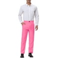 thumbnail image 2 of INSPIRE CHIC Men's Formal Flat Front Straight Fit Solid Prom Dress Pants 30 Pink, 2 of 6