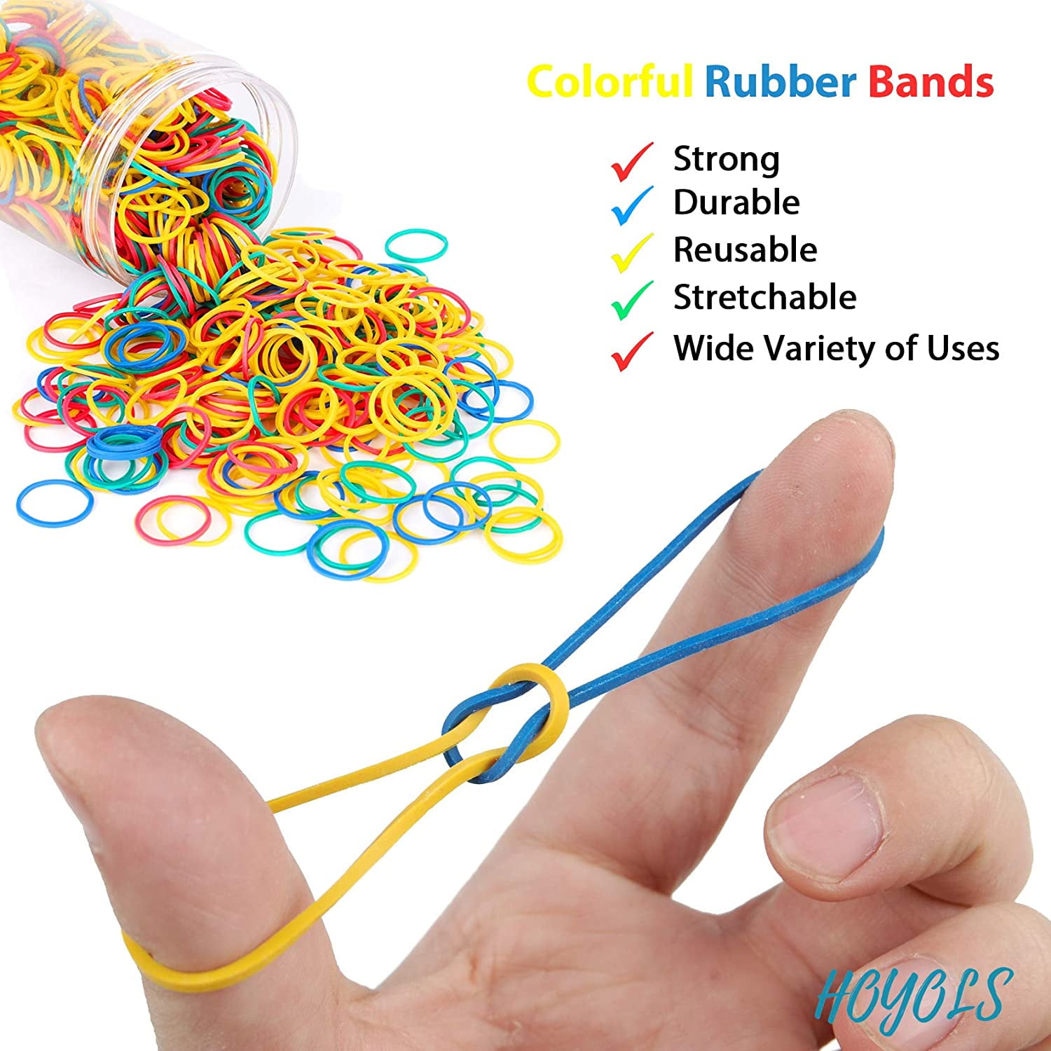 3/4” Inches Black Hair Rubber Bands for Hair Ties Small Elastics Bands  Large Hair Braiding Ponytail Holders for Baby Toddler Girls Kids Thick Hair
