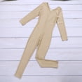 thumbnail image 4 of inlzdz Girls Long Sleeve Leotard Catsuit Full Body Unitard Dancewear Gymnastics Dance Jumpsuit Nude 11-12, 4 of 7