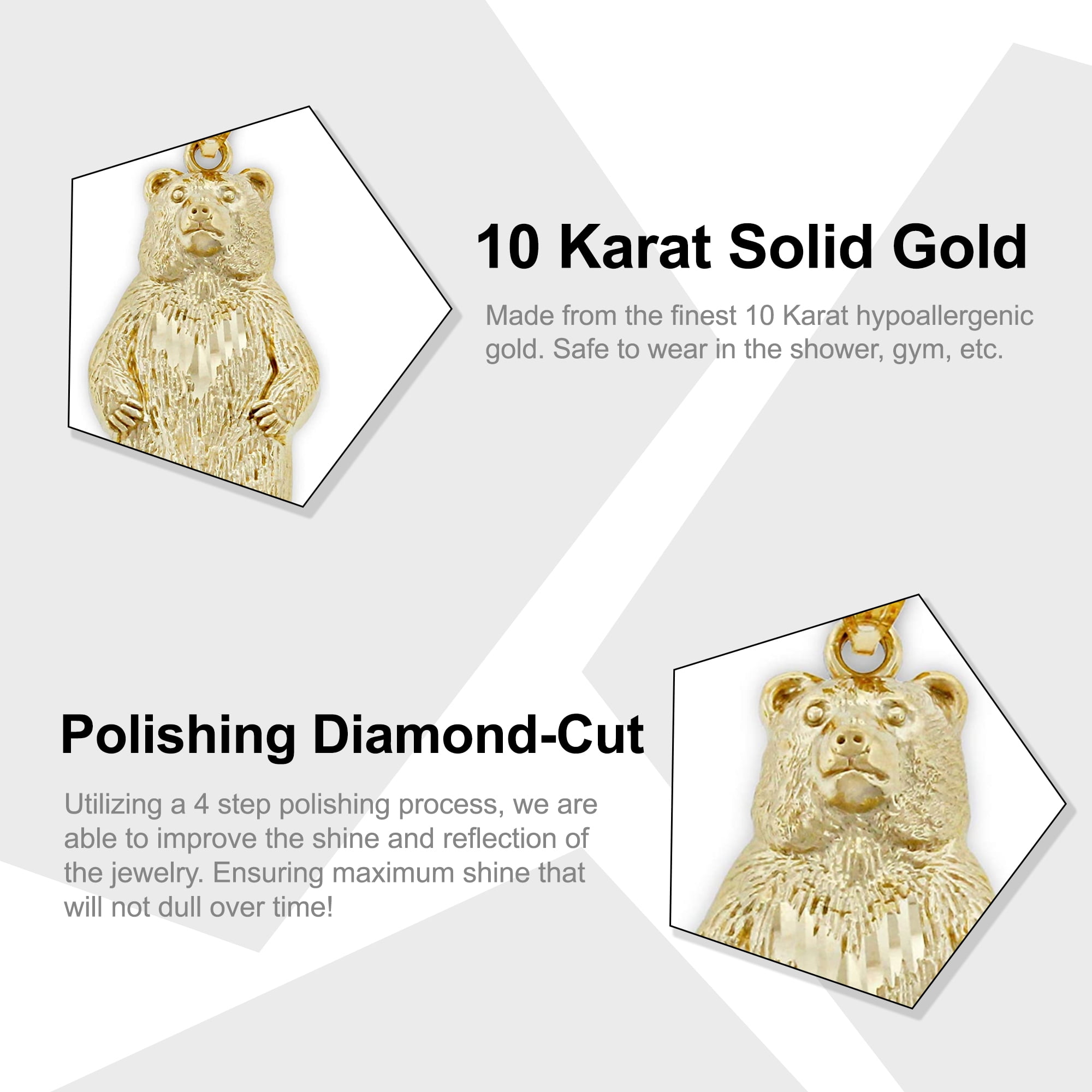 Charm America - Gold Bear Charm - 10 Karat Solid Gold