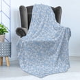 thumbnail image 4 of Nautical Soft Flannel Fleece Throw Blanket, Marine Themed White Chinese Fish Silhouettes Underwater Life View, Cozy Plush for Indoor and Outdoor Use, 60" x 80", Pale Ceil Blue and White, by Ambesonne, 4 of 5