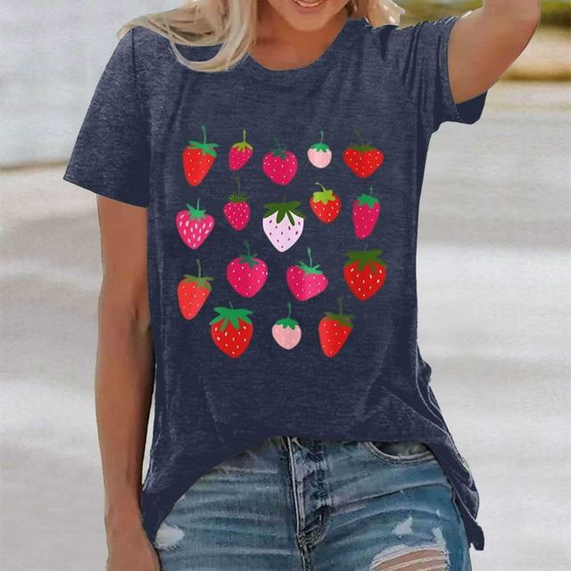 T-Shirt Col Rond Imprimé Élégant pour Femmes Design Graphique Décontracté pour Usage Quotidien