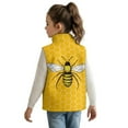 thumbnail image 2 of Xixirimido Bee Honeycomb Yellow Pattern Boys Girls Fleece Vest Sleeveless Stand-up Collar Jacket with Pockets Full-Zip Fall Winter Warm Outerwear for 2T, 2 of 7