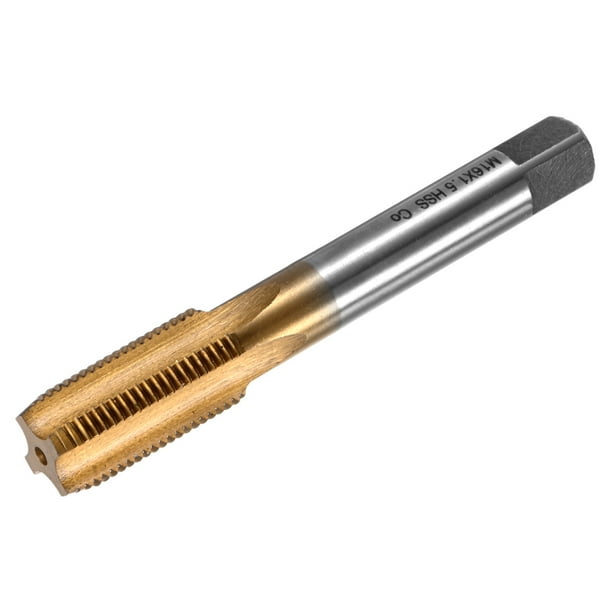 Broca de Rosca Métrica Uxcell M16x1.5mm, Recubierta de Titanio HSS, Longitud de 103mm, Herramienta de Rosca Recta de Mano Derecha