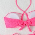 thumbnail image 7 of Mceream Women's High Waisted Drawstring Adjustment Bikinis Gathering Swimsuit Split Set Hot Pink M, 7 of 7