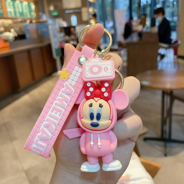 Kawaii Anime Cartoon Disney Keychain Mickey Mouse Minnie Figure Keychains Donald Duck Piglet Key Chain Model Kids Toys GiftChina Gong Bohan LED