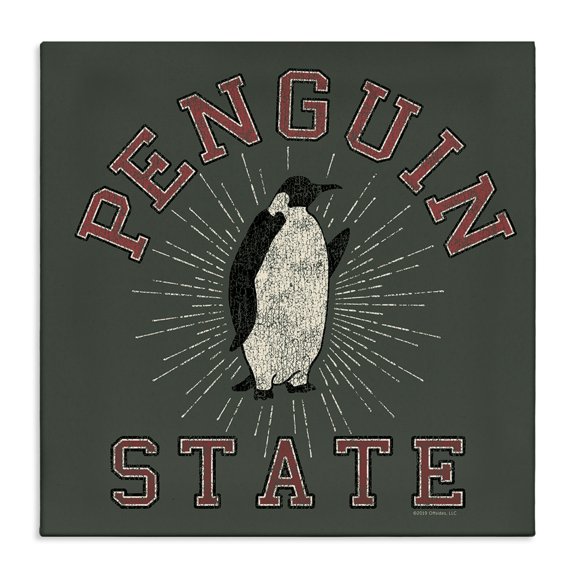 Stupell Industries Vintage Penguin State Animals Painting Wrapped Canvas Art Print Wall Art, 17 x 17