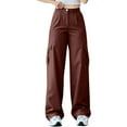 thumbnail image 2 of Alitao Cargo Pants Women Tactical Pants New Summer Casual Mid Waist Stereoscopic Pocket Trousers With Waist Closed Cargo Pants Wide Leg Pants Woman Baggy Pants Red 3XL, 2 of 4