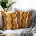 thumbnail image 2 of Waterproof Throw Pillow Covers Set of 2, 20x20 Inch Burnt Orange Ombre Decorative Pillowcases Outdoor Pillow Slip Cushion Covers Set for Couch Tent Abstract Art Moire Ocean Waves, 2 of 7