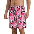 thumbnail image 2 of Kdxio Panda Heart Valentine Pattern Mens Casual Shorts - Drawstring Summer Beach Sports Shorts for Men, 2 of 9