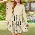 thumbnail image 2 of Abcomgle Long Sleeve Dress for Girls 14-16 Casual A-Line Fall Tshirt Dress Striped Crew Neck Girls Skater Dress Flare Swing Skirt for 4-14t Kids 5-6 Years,Beige, 2 of 5