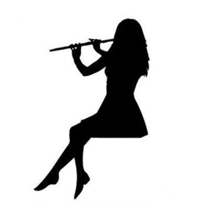 SHIYAO New Fashion Flute Girl Wall Sticker Girl Playing Flute Silhouette Light Switch Sticker