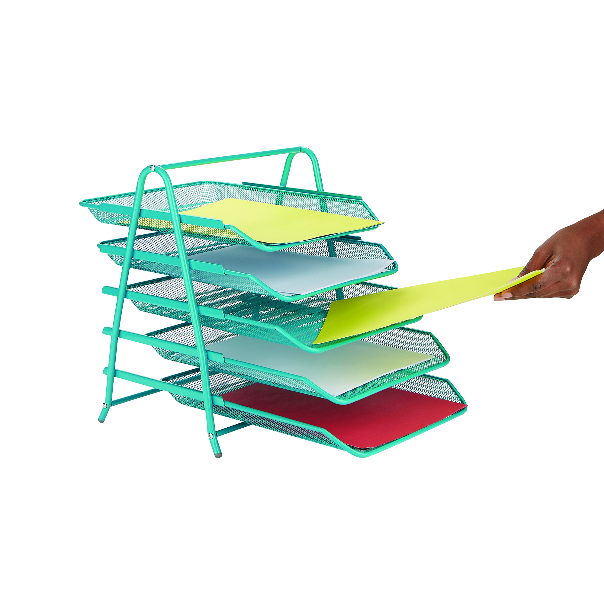 Mind Reader Mesh 5Tier Desk Letter Organizer with 5 Sliding Trays