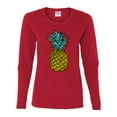 thumbnail image 2 of Wild Bobby, Trendy Tropical Pineapple, Fashion, Women Graphic Long Sleeve Tee, Red, Small, 2 of 4