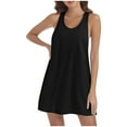 thumbnail image 1 of Mefallenssiah Femmes Col Rond Robe Femmes Casual Solide Couleur Bretelles V-Cou Pull Sans Manches Robe, 1 of 6