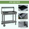 thumbnail image 4 of Outsunny 36'' Wooden Potting Bench Work Table with 2 Removable Wheels, Sink, Drawer & Large Storage Spaces, Gray, 4 of 9