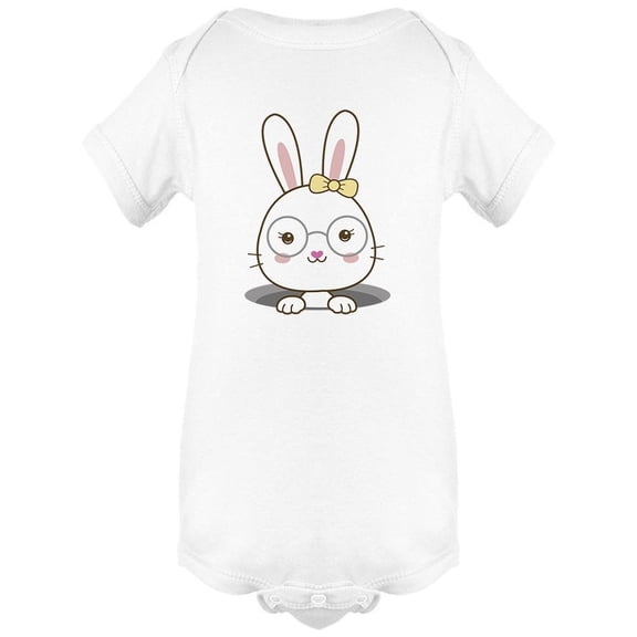Cute White Bunny With Glasses Bodysuit Infant -Image by Shutterstock,  24 Months