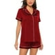 thumbnail image 1 of Ropa De Dormir De Manga Corta, Conjunto De Pijamas Transpirables Para Mujer, Cuello De Muesca Agradable A La Piel, Regalo De Cumpleaños, Ligero Para El Hogar, Dormitorio, Sala De ANGGREK  Otros, 1 of 5