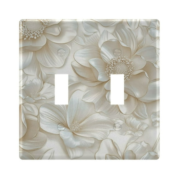 3d Beige Floral Decorative Light Switch Plates Switch Cover Decorative Wall Plates Ideal for Living Room Kitchen Bedroom and Study