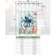 thumbnail image 6 of No Hook Shower Curtain with Snap-in Liner, Octopus Coastal Waterproof Fabric Bathroom Curtains, Summer Beach Ocean Coral Starfish Bath Curtains & Mesh Top Window Stand Up Stall 36"x72", 6 of 6