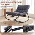 thumbnail image 4 of Pirecart Papasan Rocking Chair with Side Pocket, Comfy Lounge Chair with Cushion & Sturdy Metal Frame, Patio Rocker Chair for Balcony Backyard, Dark Gary, 4 of 12