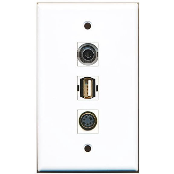 RiteAV - 1 Port USB A-A and 1 Port S-Video and 1 Port 3.5mm Wall Plate