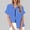Button Down Shirts for Women under $5-Blue, variant on Button Down Shirts for Women 2025 Summer Fashion Lapel Collar Short Sleeve Zipper Blouse with Pockets Solid Color Casual Top Trendy Full Zip Shirt Lightweight Functional Blouse