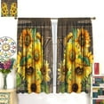 thumbnail image 3 of Sunflower Blackout Curtains Rustic Retro Farm Wooden Farmhouse Barn Door Floral Art Printed Window Drapes for Bedroom Living Room Kitchen Decor W42xL84in 2 Panels, 3 of 5