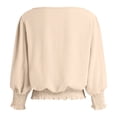 thumbnail image 5 of vigerkar Women Smocked Tops Elastic Cinched Waist Top Dressy Blouse 3/4 Length Sleeve Casual Outfits (Khaki, L), 5 of 7