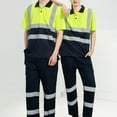 thumbnail image 6 of 2 Pieces High Visibility Shirts for Men Outdoor Work Safety Quick Dry Shirts Loose Fit Button Collared Short Sleeve Tops Casual Comfort Easy Care Long Pants Green XXXXL, 6 of 6