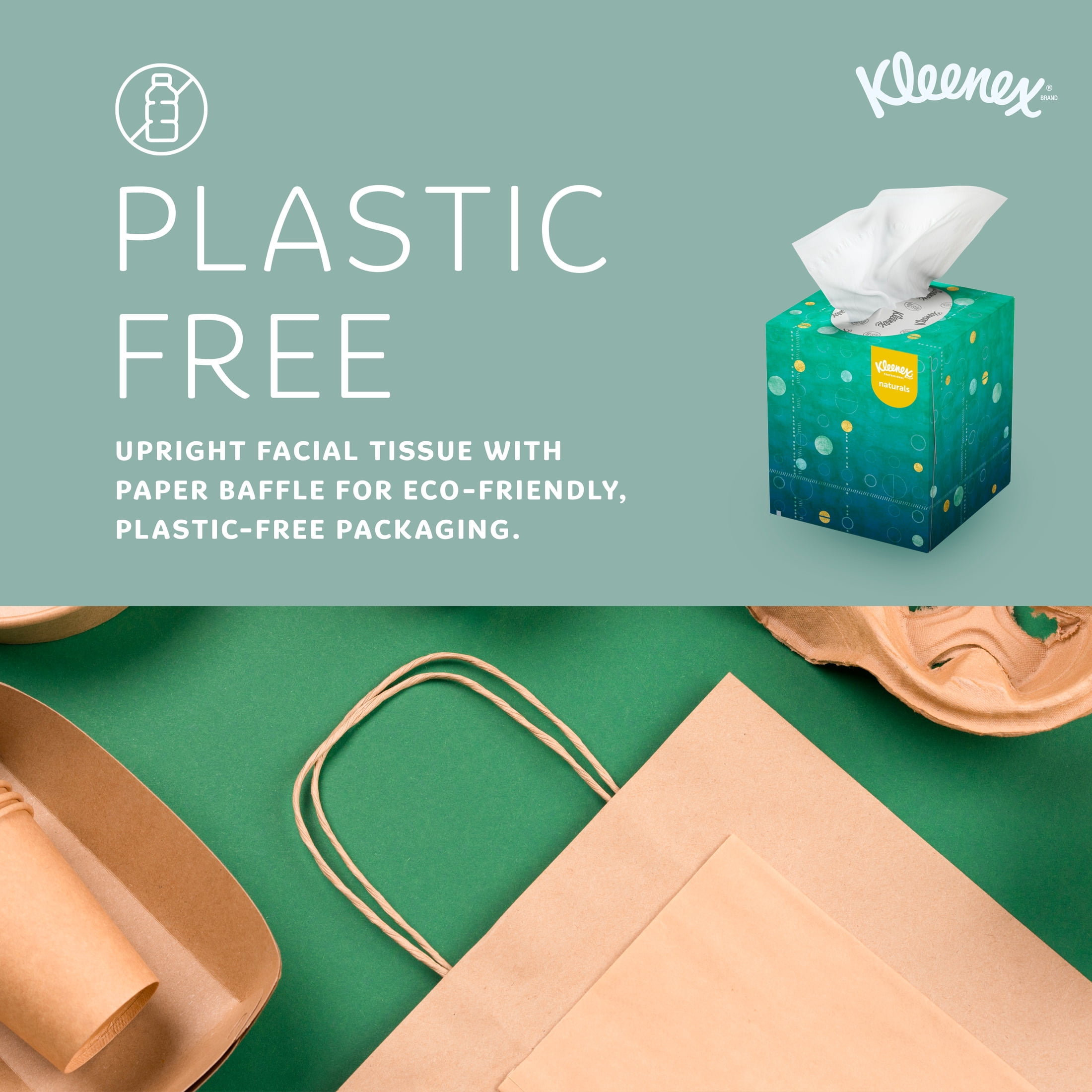 Kleenex Professional Naturals Facial Tissue with Plastic-Free Eco Packaging, Bulk (56027), 2-Ply, White, Upright Cube Boxed Format, Designed for Business (90 Tissues/Box, 36 Boxes, 3,240 Sheets/Case)
