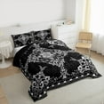 thumbnail image 3 of Manfei Retro Damask Flower Bedding Comforter Set,Vintage Floral Twin Comforter Sets,Black White Bedding Set For Boys,Microfiber Bedroom Decor Reversible,2-Piece, 3 of 8