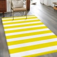 thumbnail image 3 of Yellow Striped Large Area Rugs for Bedroom Living Room, Soft Non Slip Carpet Bedside Rug, Modern Farmhouse Yellow White Stripes Rectangular Floor Cover Kitchen Accent Rug 2.7'x5' for Office, 3 of 9