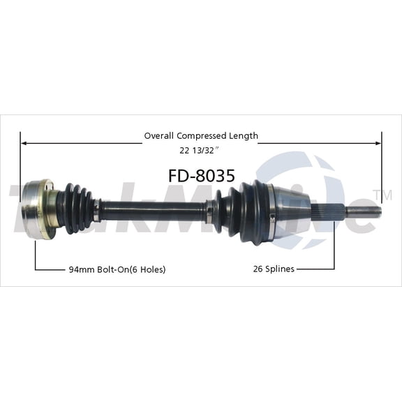 Wonh Fd-8035 Cv Axle Shaft Fits select: 1992-1997 FORD AEROSTAR