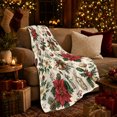 thumbnail image 3 of Christmas Poinsettia Gold Ornament Pattern, Festive Holiday Scene, Warm Flannel Blanket for Living Room and Reading Nook, Art Lovers Christmas Gift, Festive Home Decor, 3 of 9