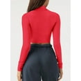 thumbnail image 5 of REORIA Women Base Layer Crop Top Mock Neck Long Sleeve Tops Slim Fit Ribbed Basic Pullover Cropped Shirts, 5 of 6