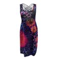 thumbnail image 4 of Robe Longue Décontractée d'Été pour Femme, Imprimé Teinture sur Nœuds, Col en U, Sans Manches, 4 of 6