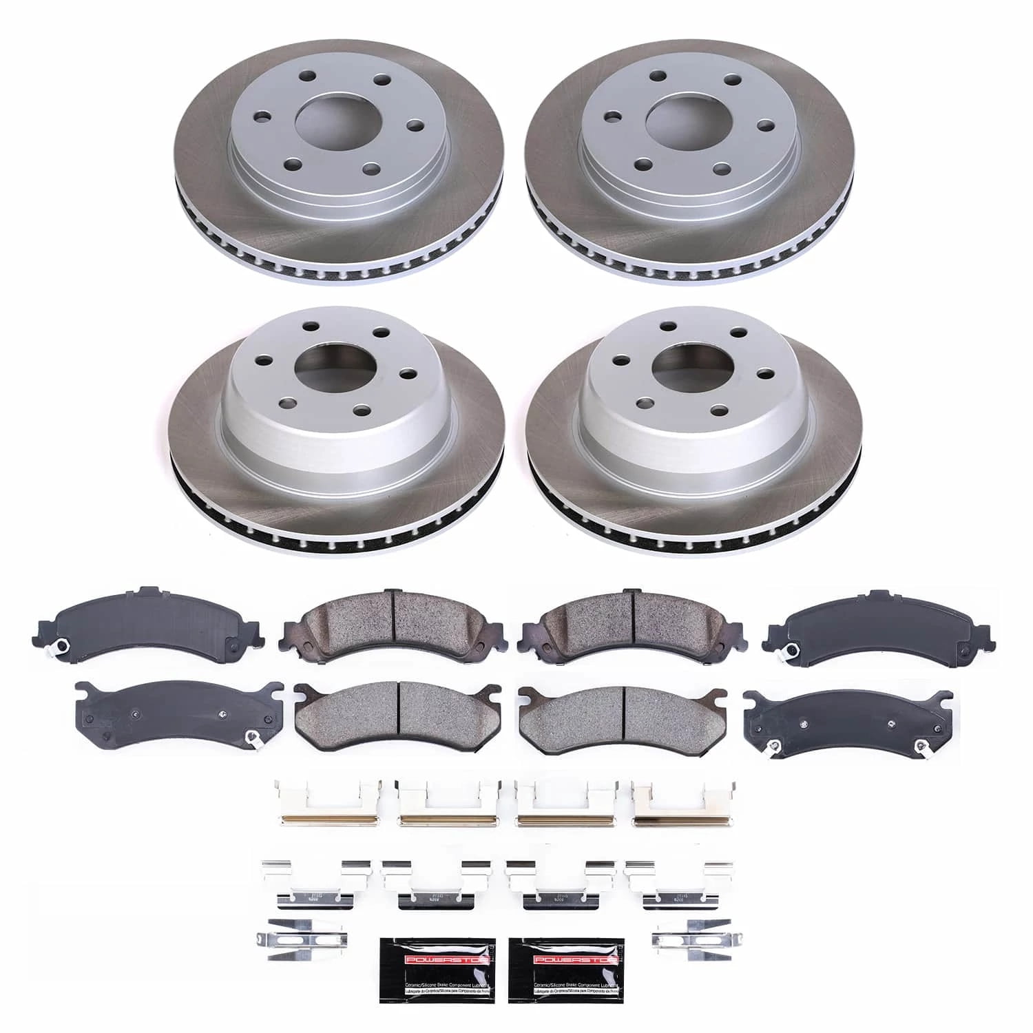 PowerStop Front and Rear Semi-Coated Rotor and Low-Dust Ceramic Brake Pad Kit SC2015