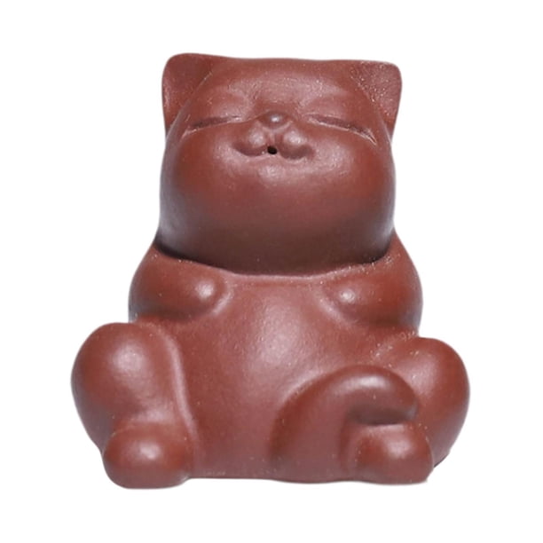 Estatua de gato en miniatura de arcilla morada, colección de mascotas, regalo, artesanía, decoración de mesa, mini figura de gatito para estantería de Rojo