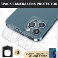 thumbnail image 3 of (3 pieces) tempered glass camera lens protective film 9H hardness, compatible with iPhone 12 pro 6.1-inch tempered glass (suitable for phone case use, 3 of 4