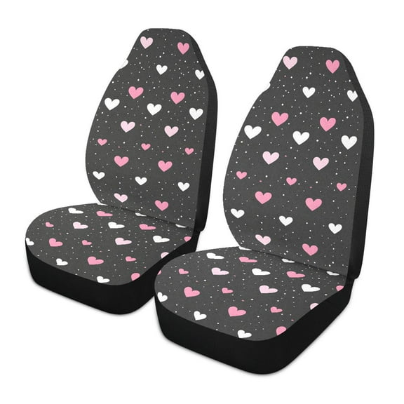ALAZA Valentine's Day Hearts Print Car Seat Covers 2 PCs Universal Auto Front Seats Interior Protector