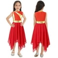 thumbnail image 6 of MSemis Kids Girls Chiffon Worship Praise Dance Dress Tunic Liturgical Lyrical Dance Costume Red 16, 6 of 6