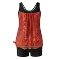 thumbnail image 4 of ZQUUVOU Women's Tankini Two Piece Tummy Control Crew Neck Swimsuits (A-Red,S), 4 of 5
