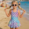 thumbnail image 3 of Tutolipy Scaly Rainbow Childrens Swimwear, Comfortable Girls Beach Swimsuit One Piece Soft Stretch Girls Bathing Suit with Skirt for Summer, Size 12-13 Years, 3 of 8